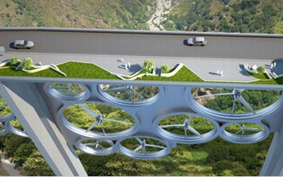 Pont et énergies solaire et éolienne